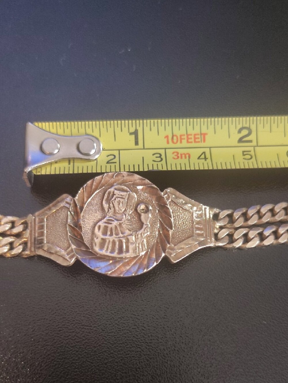 Vintage Heavy Solid 14k Gold Saint Barbara Cuban Link Bracelet - 25g (8.5") - Picture 15 of 16
